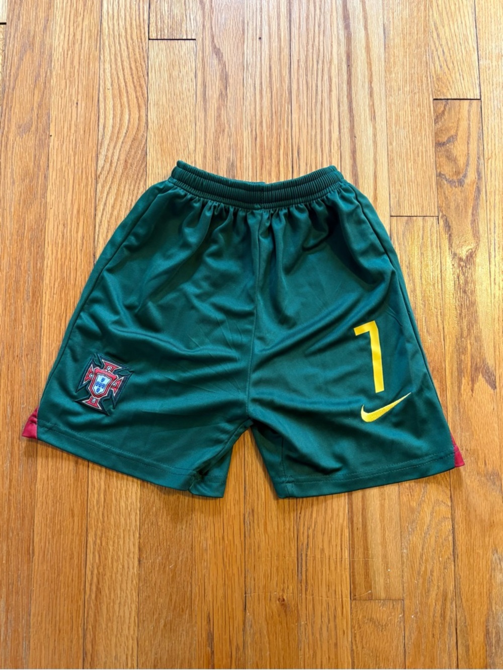 Unbranded Boys Soccer Shorts Green Size 2/3 Ronaldo 7 Portugal Polyester